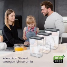 Storemax Life Tower Premium Dikdörtgen 3’lü Saklama Kabı Seti – 2400 ml Geniş Hacim, Şeffaf Gövde ve Dikey Istifleme Konforu (Kapaklı)