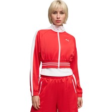 P634556 Puma T7 Pique Kadın Ceket Kırmızı Cropped Özellikli Outdoor Giyim