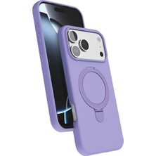 Techno Guru iPhone 17 Pro Max Kılıf Standlı Magsafe Halkası Bulunan Şık Regal Magsafe Kapak - Lila