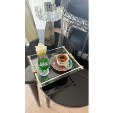 UltraMint Şık Halka Detaylı Kahve Sunum Tepsisi, Modern ve Dayanıklı Pleksi Tasarım