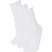 DeFacto Kadın Basic Düz Rahat Lastikli 3'lü Pamuklu Uzun Çorap F2465AXNS