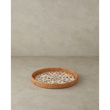 UltraMint Sedefli Rattan Tepsi, Kahverengi, Şık ve Pratik Ev Dekorasyonu