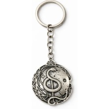 Herşey Nota Yılan Figürlü Yuvarlak Sembolik Metal Tasarım Anahtarlık