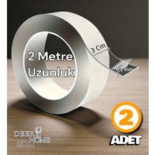 Deer Home By Pera İstanbul 2 Adet Çift Taraflı Şeffaf 2 mt Bant Ultra Özel Süper Güçlü Yüksek Mukavemetli Nano Teknolojili