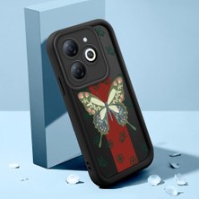 Ucuc Tecno Spark 20/20C/GO 2024 Uyumlu Silikon Malzeme Darbeye Dayanıklı Siyah Renkli Kılıf Kelebek Gül Deseni
