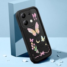 Ucuc Xiaomi Redmi Note 13 4g Uyumlu Silikon Malzeme Darbeye Dayanıklı Siyah Renkli Kılıf Kelebek Deseni