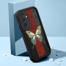 Ucuc Samsung Galaxy M15 5g Uyumlu Silikon Malzeme Darbeye Dayanıklı Siyah Renkli Kılıf Kelebek Gül Deseni