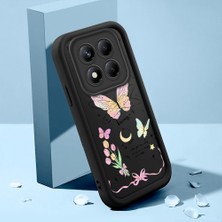 Ucuc Xiaomi Redmi Note 14 Pro Plus 5g Uyumlu Silikon Malzeme Darbeye Dayanıklı Siyah Renkli Kılıf Kelebek Deseni