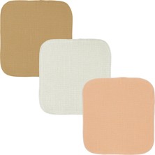 Organickid Aurora Somon/bej/beyaz Çok Amaçlı Bez 3'lü Set