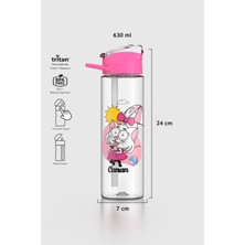 Renga Falcon Kral Şakir Canan Desenli 630 ml Pipetli Tritan Çocuk Matara 222031 Pembe