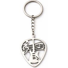 Herşey Nota Gitar Desenli Pena Formlu Metal Anahtarlık