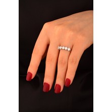 CEBECİ Cebeci 14 Ayar Beyaz Altın Beştaş Yüzük