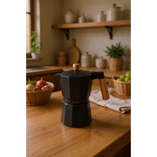 PremiumPort Çelik Moka Pot 6 Fincan Siyah, Keyifli Kahve Deneyimi Için