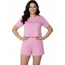 Merlot T-Shirt Şort Örme Pijama Takımı