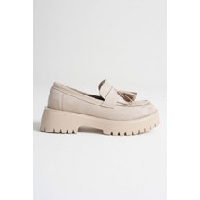 Shoegar Kadın Günlük Bej Süet Loafer Ayakkabı EATR10MS03D