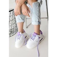 Shoegar Chris Beyaz Cilt Lila Detaylı Bağcıklı Spor Ayakkabı