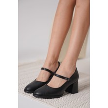 Shoegar Siyah Cilt Kadın Topuklu Ayakkabı EATR18MS07C