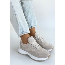 Shoegar Slar Bej Cilt Bağcıklı Spor Ayakkabı