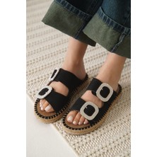 Shoegar Süet Siyah Taşlı Kadın Terlik EATR35MY05A