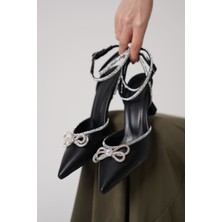 Shoegar Kadın Siyah Taşlı Topuklu Ayakkabı EATR12MS05A