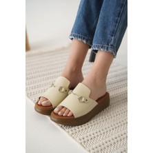 Shoegar Bej Hakiki Deri Terlik EATR31MY62C