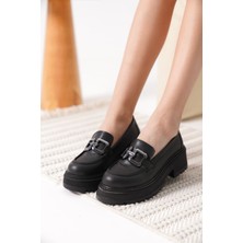 Shoegar Cilt Siyah Kadın Loafer EATR17MS01D