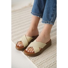 Shoegar Bej Hakiki Deri Terlik EATR31MY53H