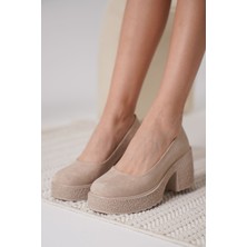 Shoegar Kadın Bej Süet Günlük Ayakkabı EATR06MS04F