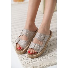 Shoegar Süet Gri Taşlı Kadın Terlik EATR35MY05G