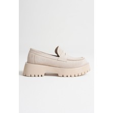 Shoegar Kadın Günlük Bej Süet Loafer Ayakkabı EATR10MS02D