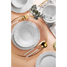 UltraMint Şık ve Modern 18 Parçalık Beyaz Yemek Takımı, Günlük Kullanım Için Ideal