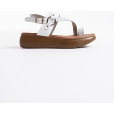 Shoegar Beyaz Hakiki Deri Sandalet EATR31MY64B