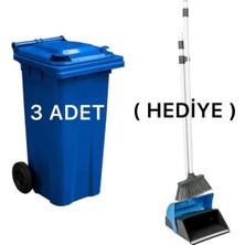 3 Adet Plastik Çöp Konteyneri Çöp Kovası 120 Lt Isıya Karşı Dayanıklı Kapaklı Faraş Hediyeli