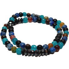 JTSS26BLK1698 Ceyt ve Hematit Doğaltaş Esnek 6 mm Janti Bileklik