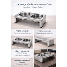 Paslanmaz Çelik Köpek Mama & Su Standı | Tek Parça Büküm | 14 cm Kap Uyumlu | Kaynaksız Tasarım