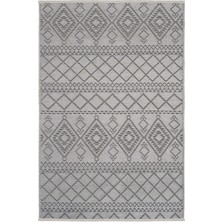 Cool Halı Marcos Gri Antrasit Desenli Dokuma Makinede Yıkanabilir Kaydırmaz Taban Ince Yazlık Kilim Yolluk