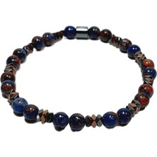 JTSS26BLK1692 Ceyt ve Hematit Doğaltaş Esnek 6 mm Janti Bileklik