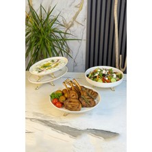 UltraMint 4 Parça Porselen Sunum ve Metal Ayaklı Kase Servis Seti