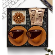 As Gift Çömlek Fincan Takımı & Çiçek Mum & Türk Kahvesi Hediye Seti