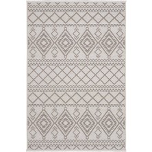 Cool Halı Marcos Vizon Bej Etnik Desen Bohem Otanik Dokuma Makinada Yıkanan Kaymaz Tabanlı Giriş Balkon Kilim