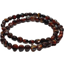 JTSS26BLK1695 Kırmızı Kaplangözü Faset Kesim Doğaltaş Esnek 4 mm Janti Bileklik