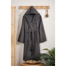 Eumenia Velox Kapüşonlu %100 Pamuk Unisex Bornoz - Antrasit