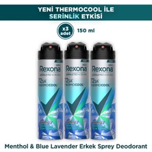 Rexona Men Thermocool Erkek Sprey Deodorant Menthol & Blue Lavender 150 ml X3