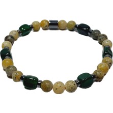 JTSS26BLK1697 Yeşim Ceyt ve Hematit Doğaltaş Esnek 6mm Janti Bileklik