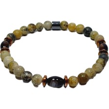 JTSS26BLK1693 Akik ve Ceyt Doğaltaş Esnek Bileklik 6 mm Janti Bileklik