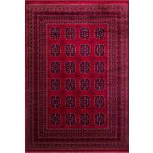 Cool Halı Efsun Kırmızı Klasik Etnik Desenli Afgan Otantik Kaymaz Taban Viskon Ince Salon Oturma Odası Halısı