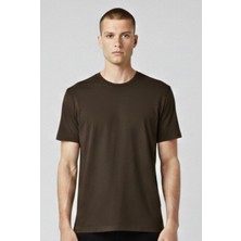 Little Cup Jeans Co Erkek Kahve Regular Fit Yumuşak Doku Basic Tişört