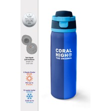 Coral High Renkli Çizgili Desenli Pipetli ve Direkt Içim Çelik Termos 800 ml 38555