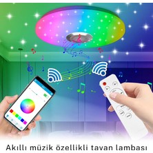 Teknofaji Dekoratif Aydınlatma Akıllı Tavan Lambası Smart Life Rgb LED App Bluetooth Müzik 60W 220V
