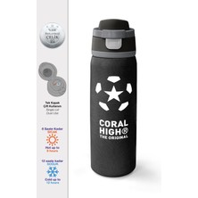 Coral High Siyah Futbol Desenli Pipetli ve Direkt Içim Çelik Termos 800 ml 38558